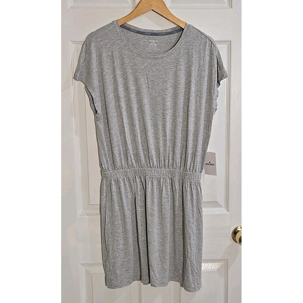 Jockey Knit Dress MEDIUM Casual Gray Cinched Waist for a Flattering Fit NEW